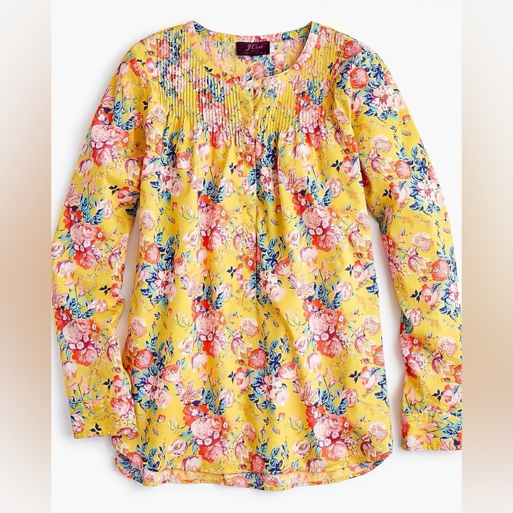 *NWT* J. CREW Classic Popover LS Shirt in Liberty® Magical Bouquet Smocked — 0P